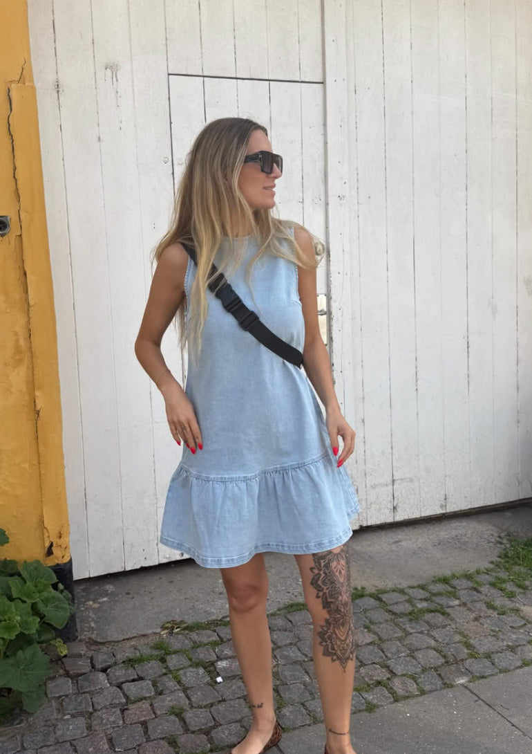 PCMONICA Short Dress - Light Blue Denim